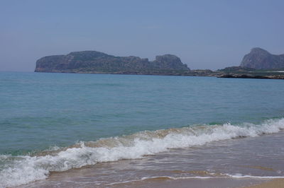 Scenic view of sea against clear sky