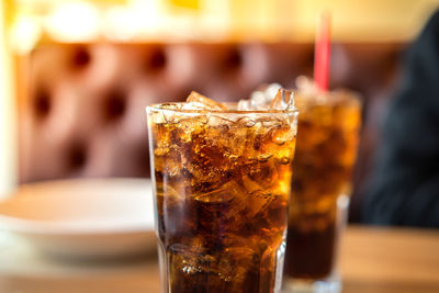 Close-up of drink in glass on table