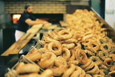 Bagels at store for sale
