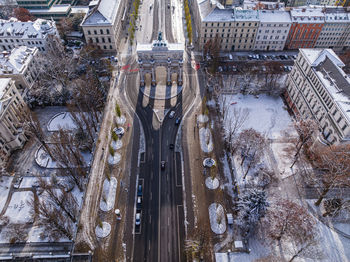 High angle view of buildings in city