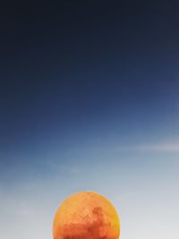 Low angle view of oranges against clear sky