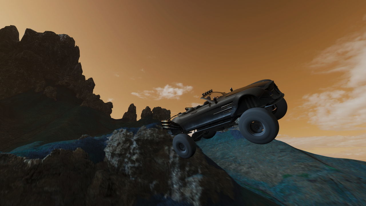 LOW ANGLE VIEW OF CAR ON ROCK FORMATION AGAINST SKY DURING SUNSET