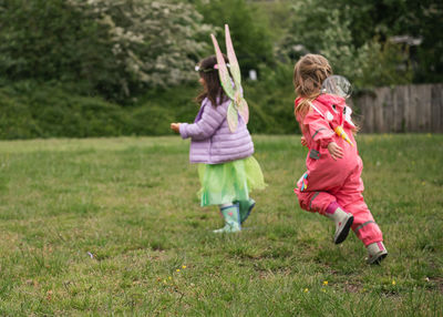 Running girl/playing girls/friendship/fairytale/unicorn/rain boots/rain coat/jumping girls/energetic 