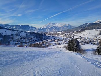 Snow covered mountain against sky