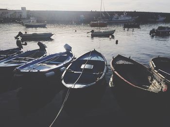 Panoramic view of boats in water