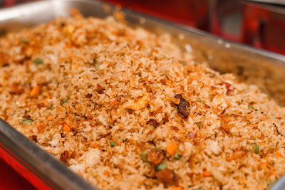 High angle view of meal served in tray