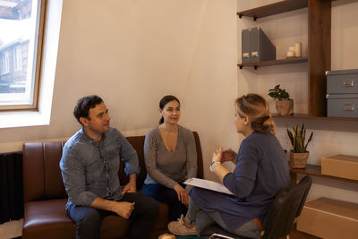 Couple attending psychotherapy session