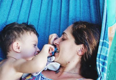 Portrait of mother and baby