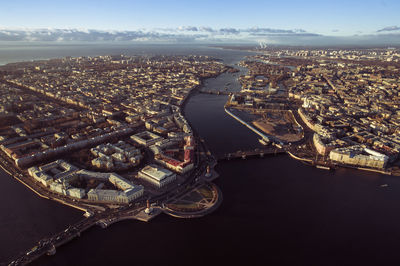 Bird's eye view on historical center of saint petersburg in russia.