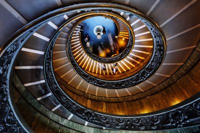 High angle view of spiral staircase