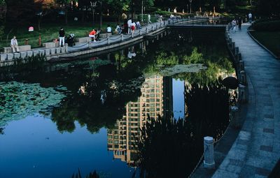Panoramic view of people in city