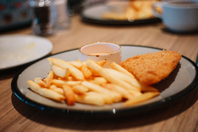 Close-up of food in plate on table