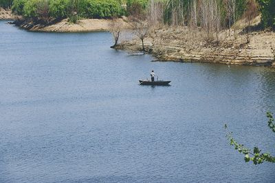 High angle view of trees on water