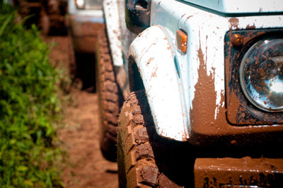 Close-up of mud on vehicle