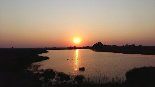 Scenic view of sunset over sea