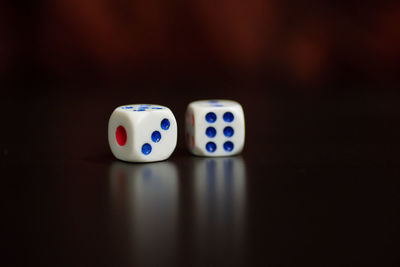 Close-up of dice on table