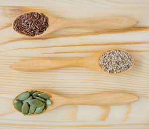 High angle view of bread on cutting board