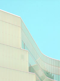 Low angle view of modern building against clear sky