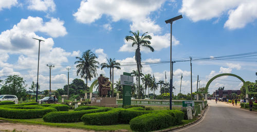 Panoramic view of road against cloudy sky