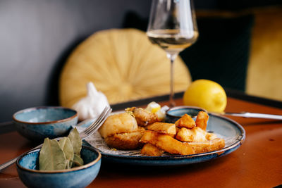 Close-up of food on table