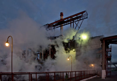 Smoke emitting from industry at night