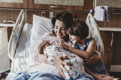 Mother and daughter at home