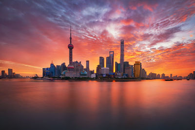 View of buildings against sky during sunset