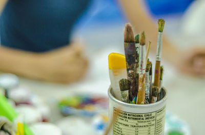 Close-up of paintbrushes