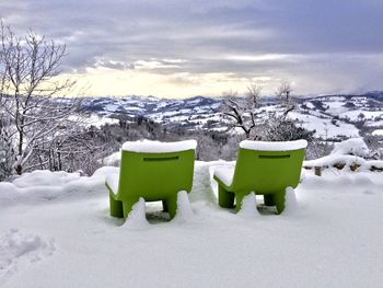 Scenic view of snow covered landscape