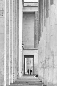 People walking in corridor