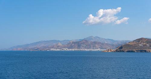 Scenic view of sea against blue sky