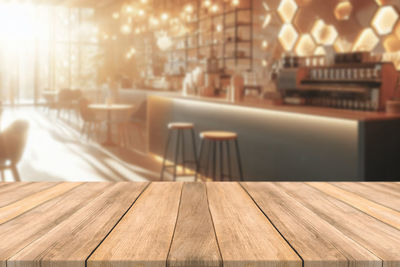 Close-up of empty wooden table