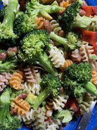 High angle view of chopped vegetables