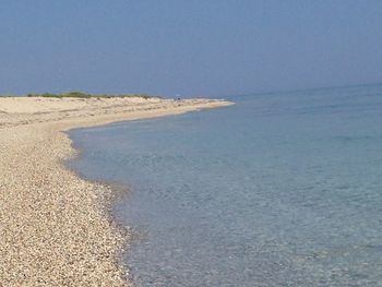 Scenic view of calm sea against clear sky