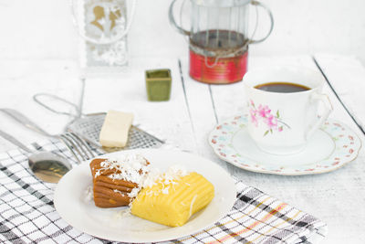 High angle view of cake on table