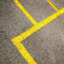 High angle view of marking on road