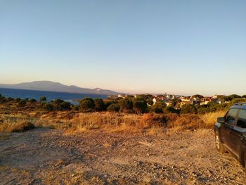 Scenic view of landscape against clear sky