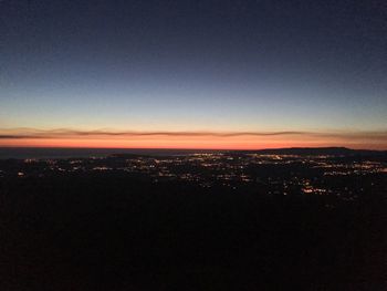 Aerial view of cityscape at sunset