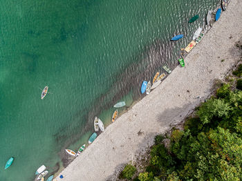 High angle view of people on beach