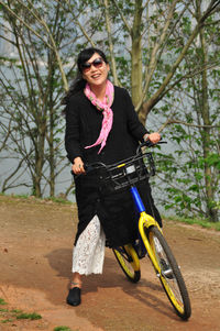 Young woman on bicycle