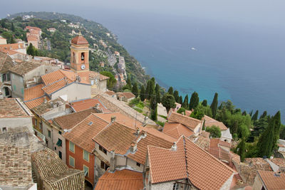 High angle view of townscape against sky