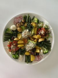 Directly above shot of fruits in plate on table