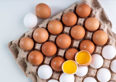 Close-up of eggs in carton