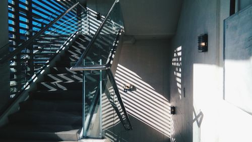 Low angle view of spiral staircase in building