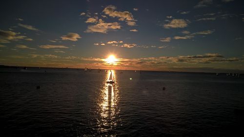 View of sea against sky during sunset