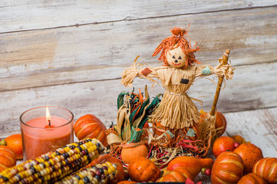 Christmas decorations on table