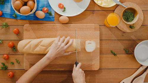 High angle view of food on table