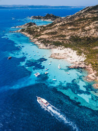 Aerial view of sailboats on sea