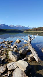 View of lake with mountains in background