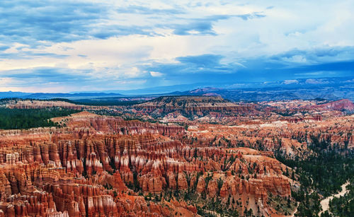 Panoramic view of landscape against cloudy sky